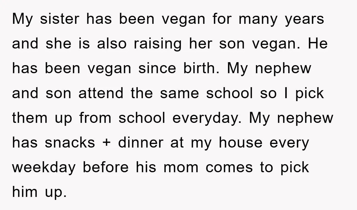 My sister has been vegan for many years and she is also raising her son vegan. He has been vegan since birth. My nephew and son attend the same school...