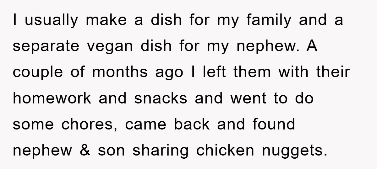 I usually make a dish for my family and a separate vegan dish for my nephew. A couple of months ago I left them with their homework and snacks and...