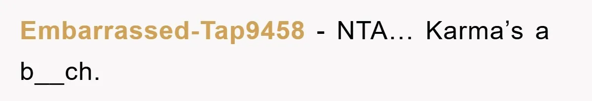 Embarrassed-Tap9458 − NTA… Karma’s a b__ch.