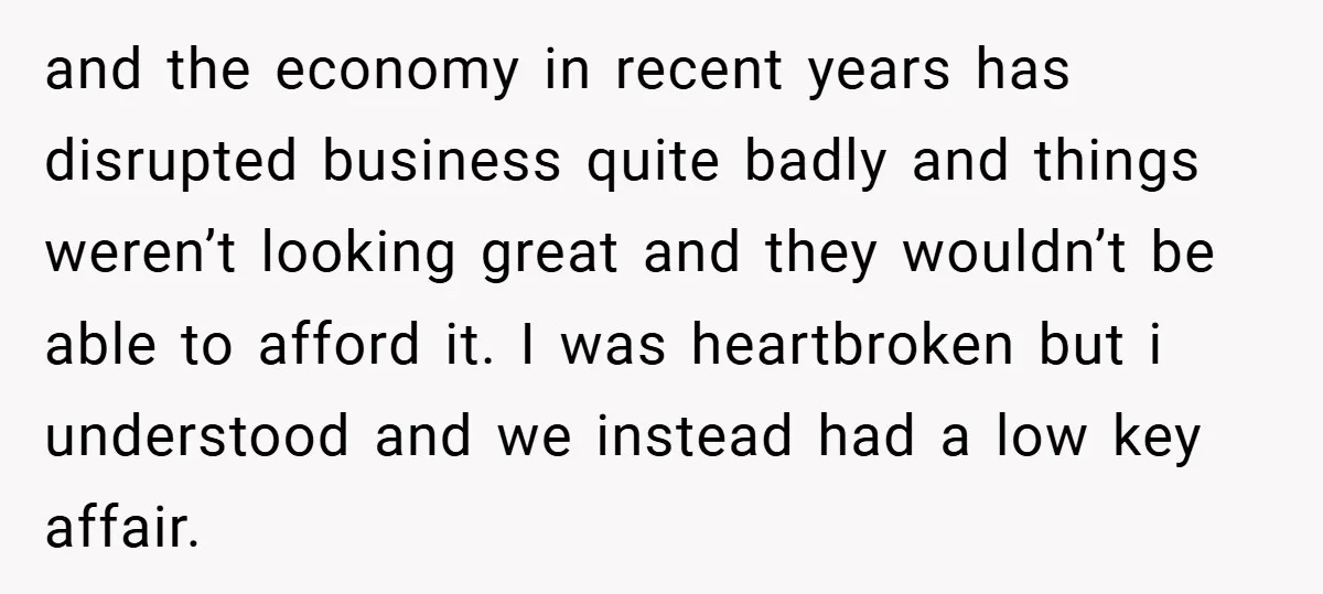 and the economy in recent years has disrupted business quite badly and things weren’t looking great and they wouldn’t be able to afford it. I was heartbroken but i understood...