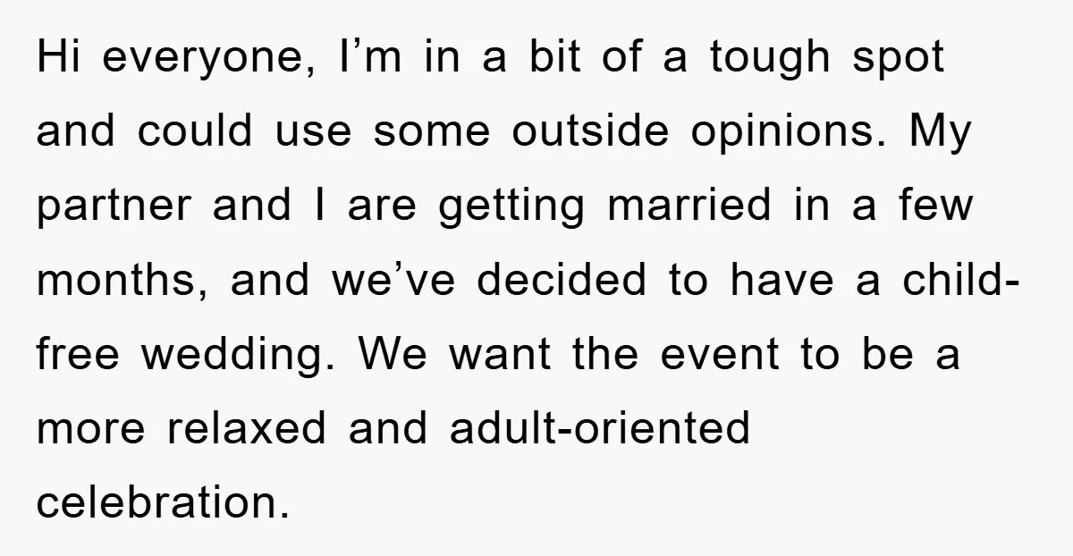Hi everyone, I’m in a bit of a tough spot and could use some outside opinions. My partner and I are getting married in a few months, and we’ve decided...