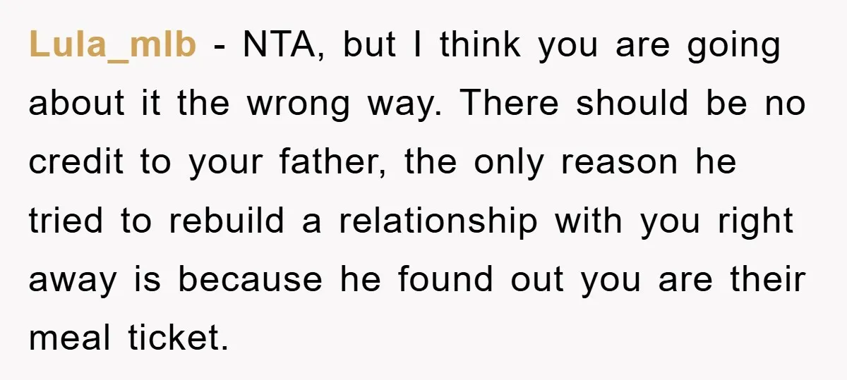 Lula_mlb − NTA, but I think you are going about it the wrong way. There should be no credit to your father, the only reason he tried to rebuild a...