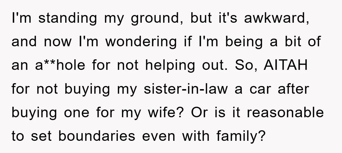 I'm standing my ground, but it's awkward, and now I'm wondering if I'm being a bit of an a**hole for not helping out. So, AITAH for not buying my sister-in-law...
