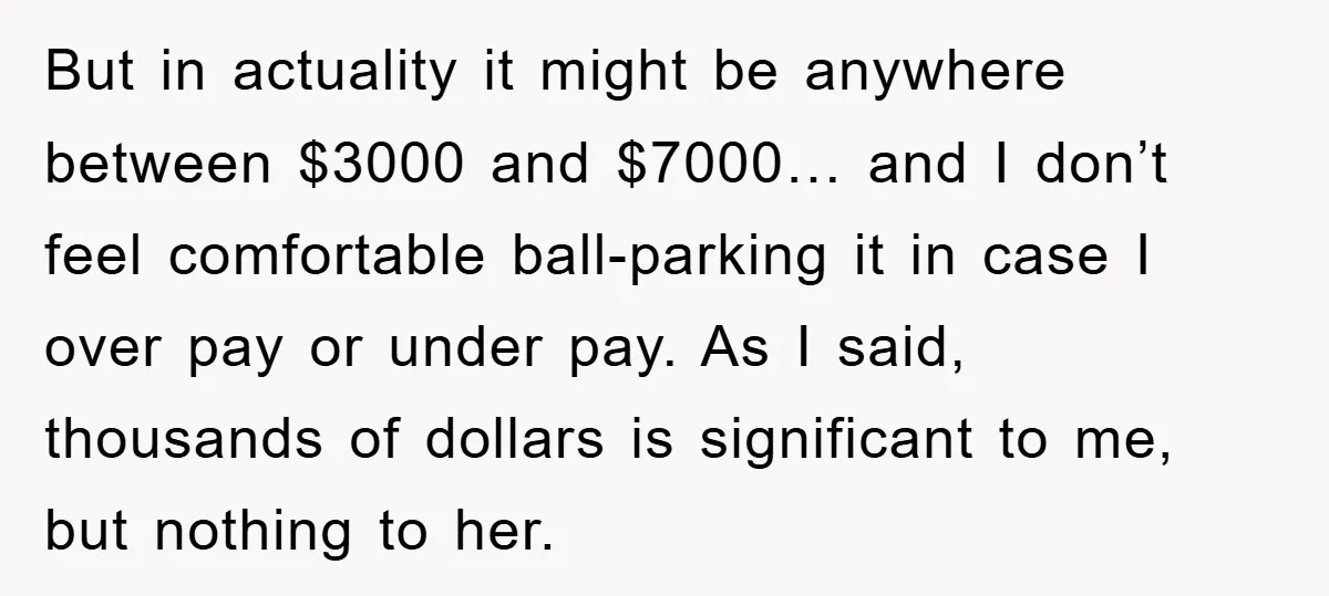 But in actuality it might be anywhere between $3000 and $7000… and I don’t feel comfortable ball-parking it in case I over pay or under pay. As I said, thousands...