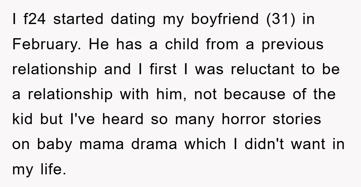 I f24 started dating my boyfriend (31) in February. He has a child from a previous relationship and I first I was reluctant to be a relationship with him, not...