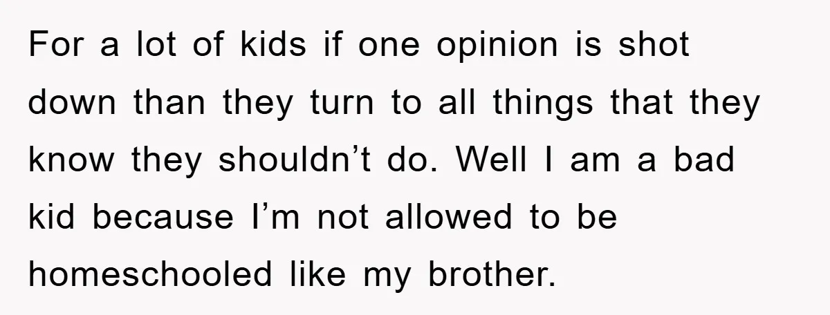 For a lot of kids if one opinion is shot down than they turn to all things that they know they shouldn’t do. Well I am a bad kid because...