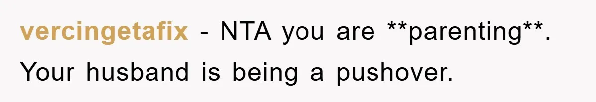 vercingetafix − NTA you are **parenting**. Your husband is being a pushover.