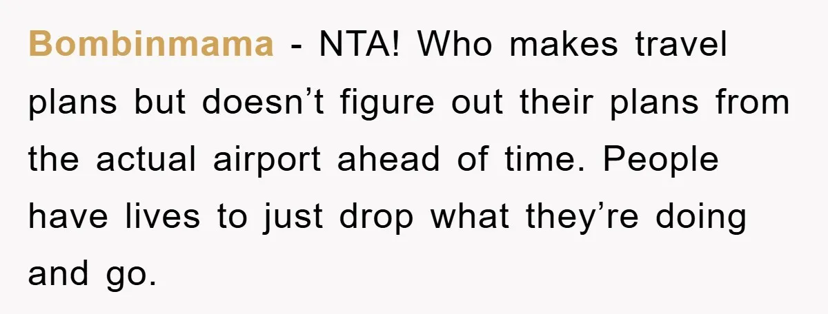 Bombinmama − NTA! Who makes travel plans but doesn’t figure out their plans from the actual airport ahead of time. People have lives to just drop what they’re doing and...