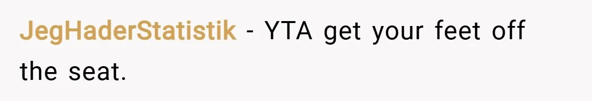 JegHaderStatistik − YTA get your feet off the seat.