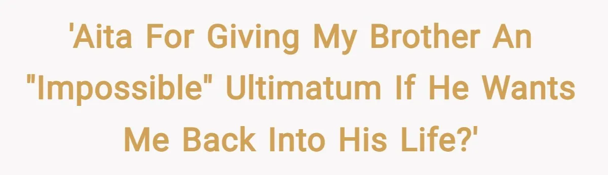 'AITA for giving my brother an "impossible" ultimatum if he wants me back into his life?'