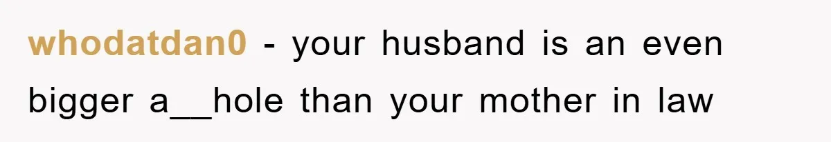 whodatdan0 − your husband is an even bigger a__hole than your mother in law