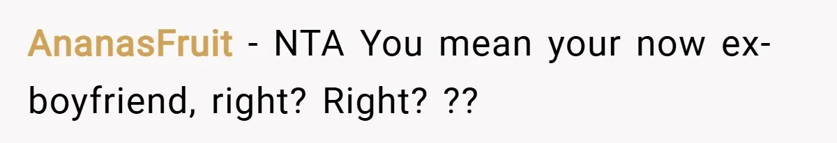 AnanasFruit − NTA You mean your now ex-boyfriend, right? Right? ??
