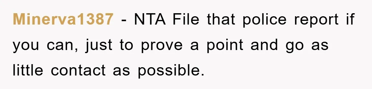 Minerva1387 − NTA File that police report if you can, just to prove a point and go as little contact as possible.
