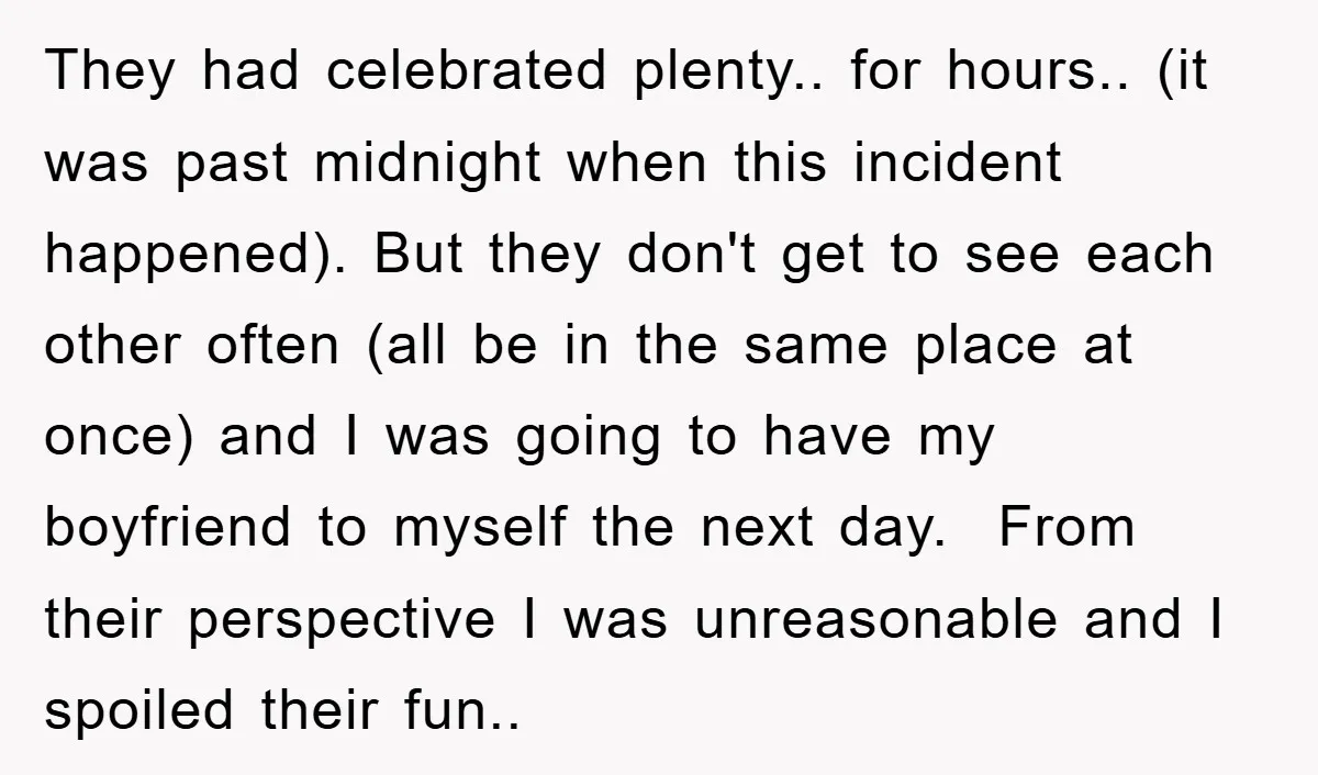 They had celebrated plenty.. for hours.. (it was past midnight when this incident happened). But they don't get to see each other often (all be in the same place at...