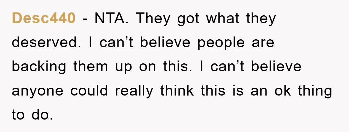 Desc440 − NTA. They got what they deserved. I can’t believe people are backing them up on this. I can’t believe anyone could really think this is an ok thing...