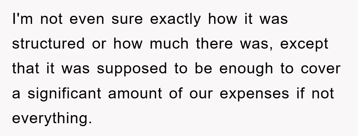 I'm not even sure exactly how it was structured or how much there was, except that it was supposed to be enough to cover a significant amount of our expenses...
