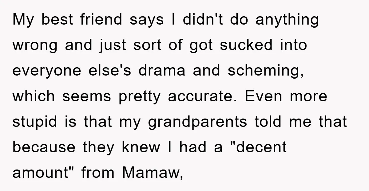 My best friend says I didn't do anything wrong and just sort of got sucked into everyone else's drama and scheming, which seems pretty accurate. Even more stupid is that...
