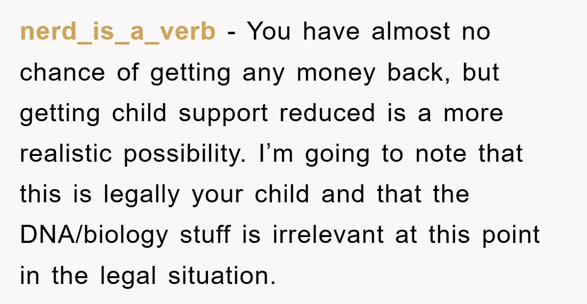 nerd_is_a_verb − You have almost no chance of getting any money back, but getting child support reduced is a more realistic possibility. I’m going to note that this is legally...