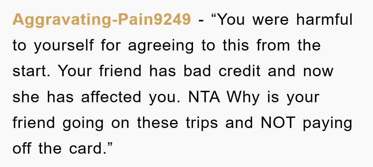 Aggravating-Pain9249 - “You were harmful to yourself for agreeing to this from the start. Your friend has bad credit and now she has affected you. NTA Why is your friend...