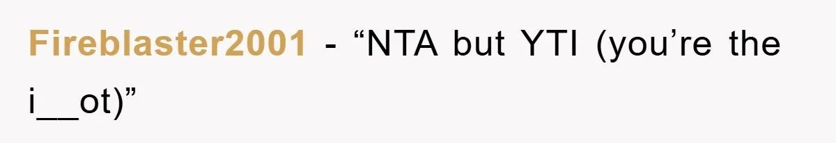 Fireblaster2001 - “NTA but YTI (you’re the i__ot)”