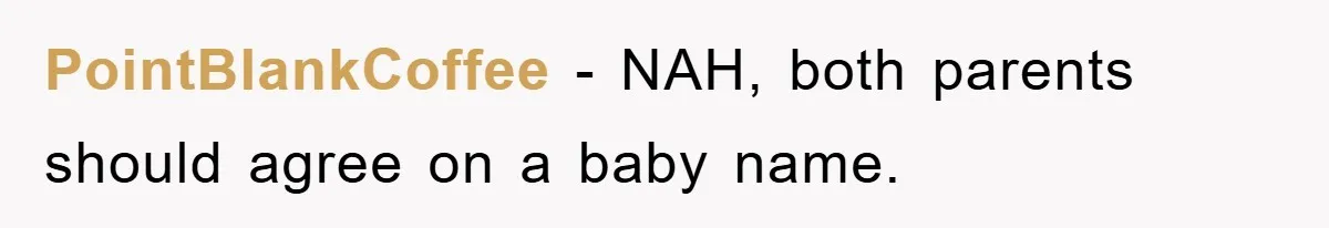 PointBlankCoffee − NAH, both parents should agree on a baby name.