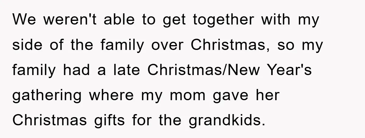 We weren't able to get together with my side of the family over Christmas, so my family had a late Christmas/New Year's gathering where my mom gave her Christmas gifts...