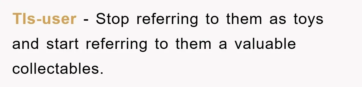 Tls-user − Stop referring to them as toys and start referring to them a valuable collectables.
