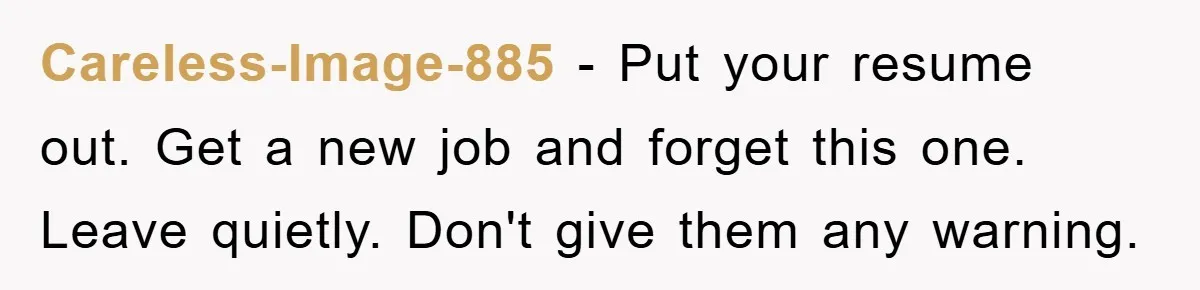 Careless-Image-885 − Put your resume out. Get a new job and forget this one. Leave quietly. Don't give them any warning.