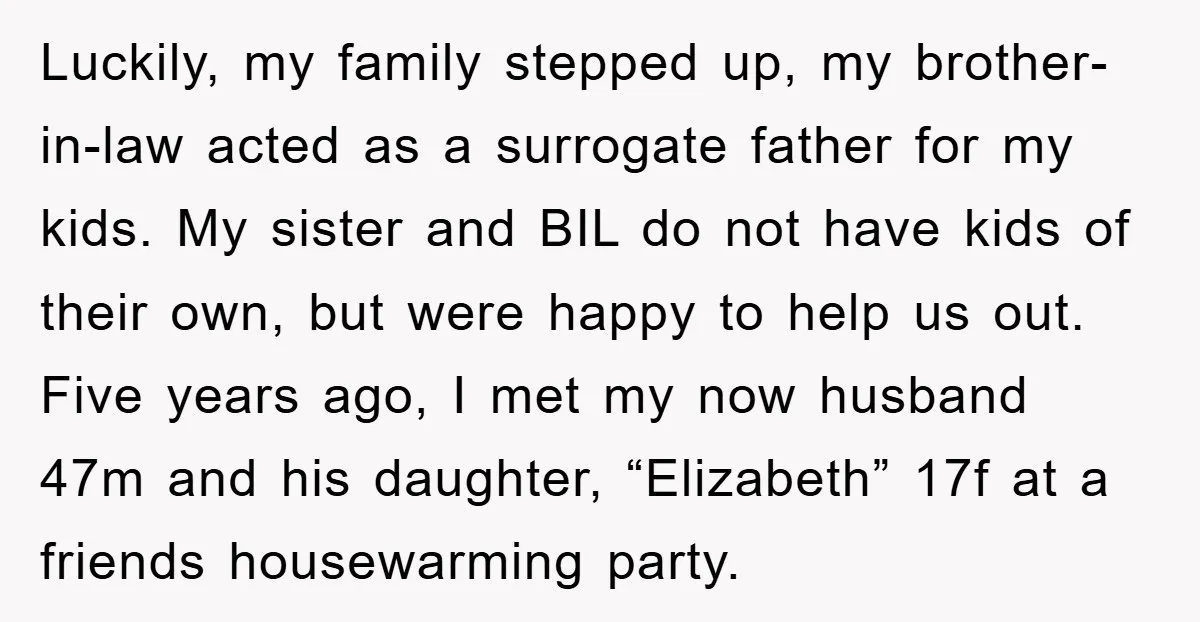 Luckily, my family stepped up, my brother-in-law acted as a surrogate father for my kids. My sister and BIL do not have kids of their own, but were happy to...