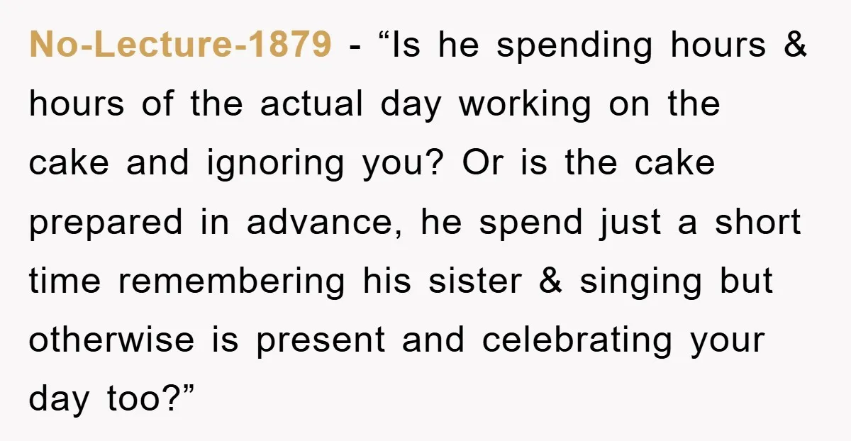 No-Lecture-1879 - “Is he spending hours & hours of the actual day working on the cake and ignoring you? Or is the cake prepared in advance, he spend just a...