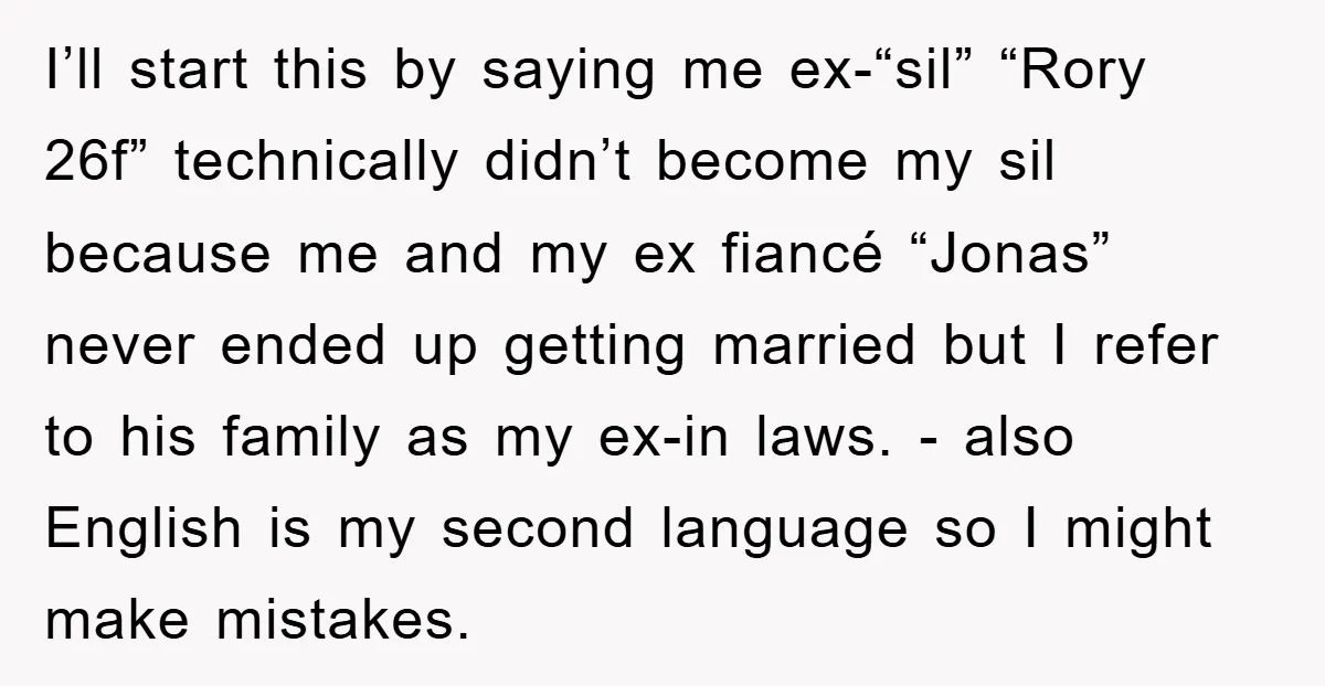 I’ll start this by saying me ex-“sil” “Rory 26f” technically didn’t become my sil because me and my ex fiancé “Jonas” never ended up getting married but I refer to...