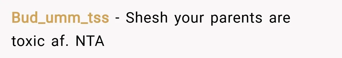 Bud_umm_tss − Shesh your parents are toxic af. NTA