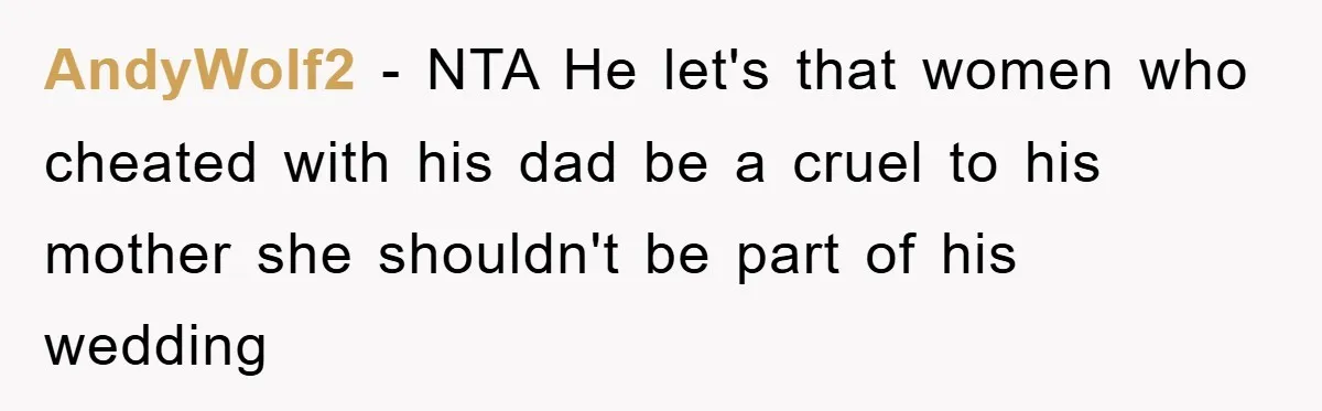 AndyWolf2 − NTA He let's that women who cheated with his dad be a cruel to his mother she shouldn't be part of his wedding