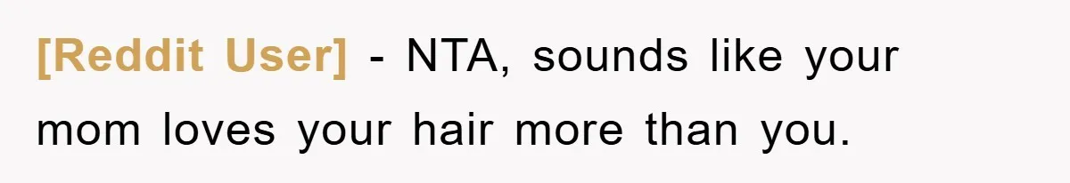 [Reddit User] − NTA, sounds like your mom loves your hair more than you.