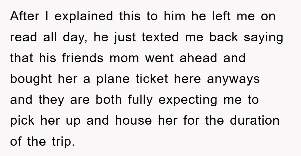 After I explained this to him he left me on read all day, he just texted me back saying that his friends mom went ahead and bought her a plane...