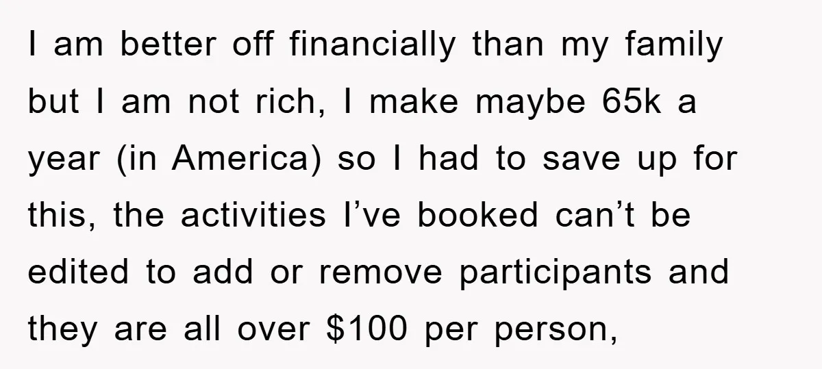 I am better off financially than my family but I am not rich, I make maybe 65k a year (in America) so I had to save up for this, the...