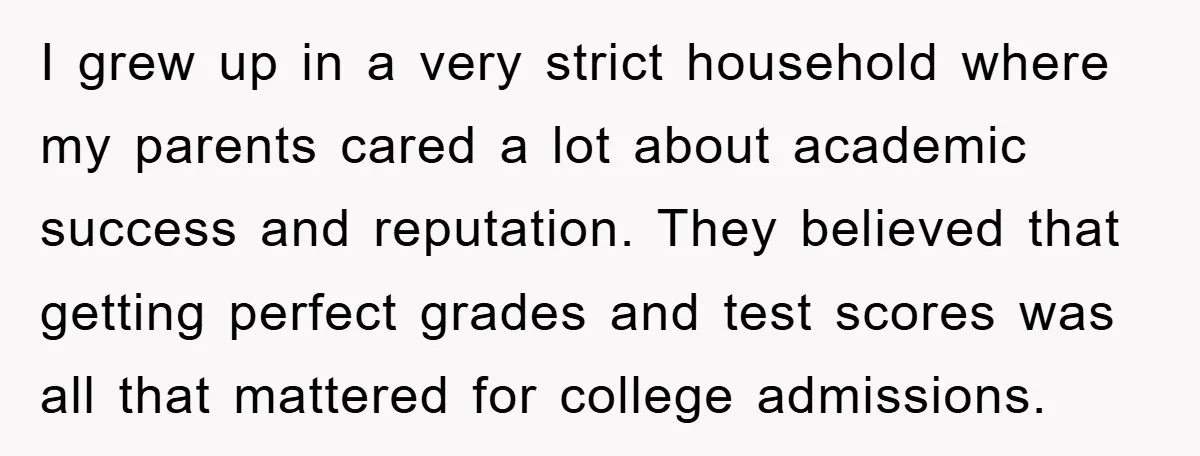 I grew up in a very strict household where my parents cared a lot about academic success and reputation. They believed that getting perfect grades and test scores was all...