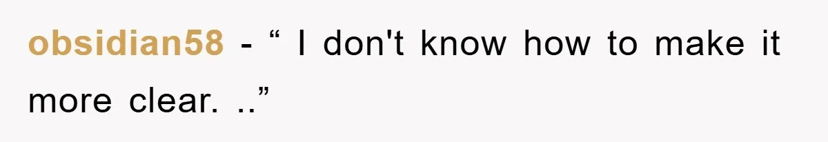 obsidian58 - “ I don't know how to make it more clear. ..”