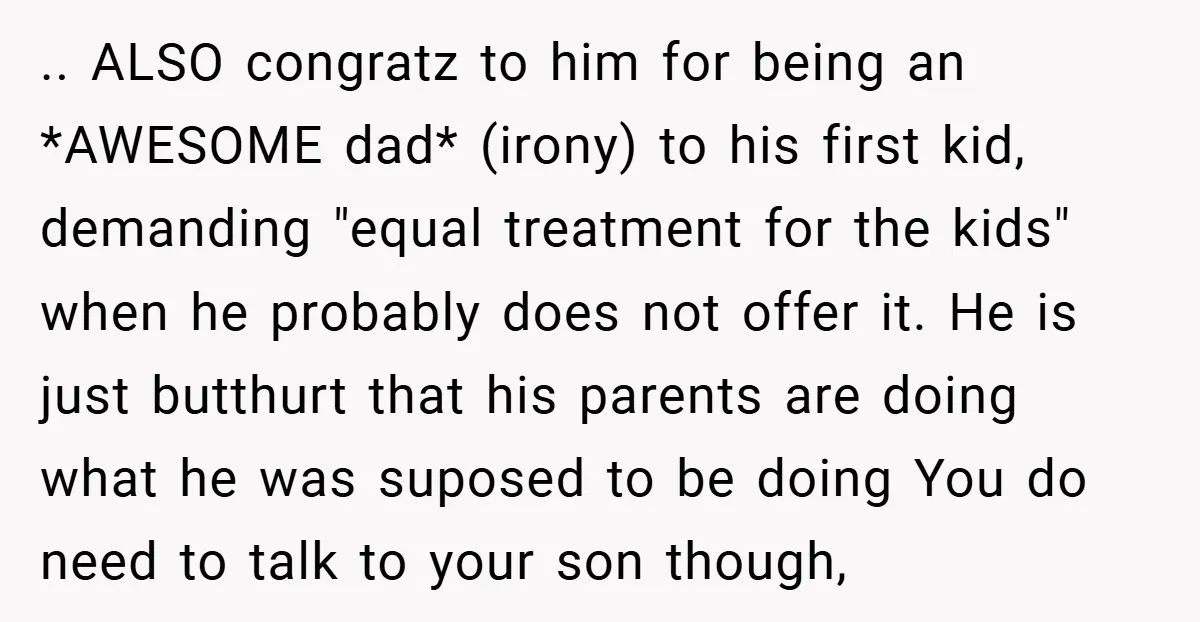 .. ALSO congratz to him for being an *AWESOME dad* (irony) to his first kid, demanding "equal treatment for the kids" when he probably does not offer it. He is...