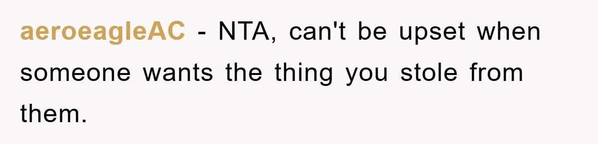 aeroeagleAC − NTA, can't be upset when someone wants the thing you stole from them.