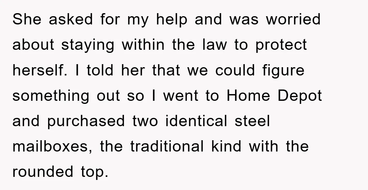 She asked for my help and was worried about staying within the law to protect herself. I told her that we could figure something out so I went to Home...