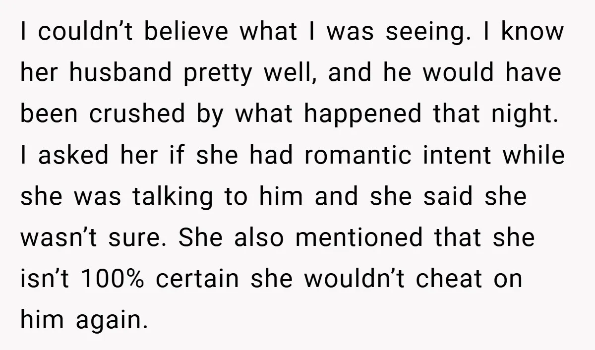 I couldn’t believe what I was seeing. I know her husband pretty well, and he would have been crushed by what happened that night. I asked her if she had...
