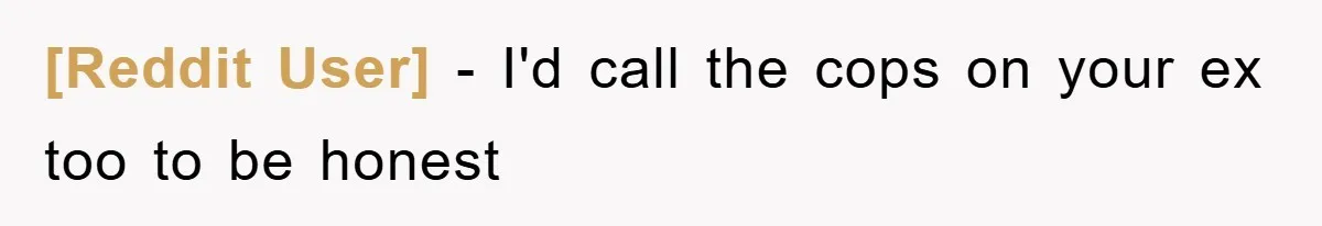 [Reddit User] − I'd call the cops on your ex too to be honest