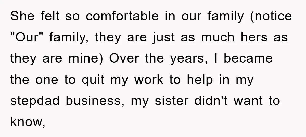 She felt so comfortable in our family (notice "Our" family, they are just as much hers as they are mine) Over the years, I became the one to quit my...