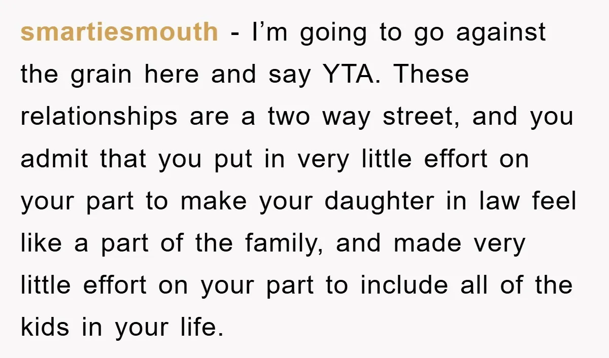 smartiesmouth - I’m going to go against the grain here and say YTA. These relationships are a two way street, and you admit that you put in very little effort...