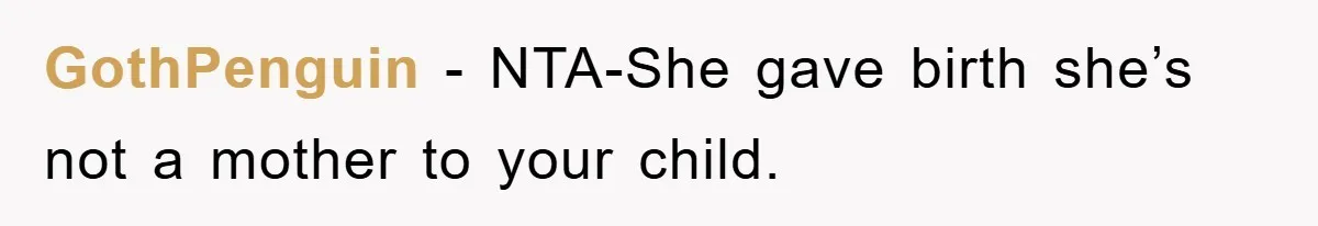 GothPenguin − NTA-She gave birth she’s not a mother to your child.