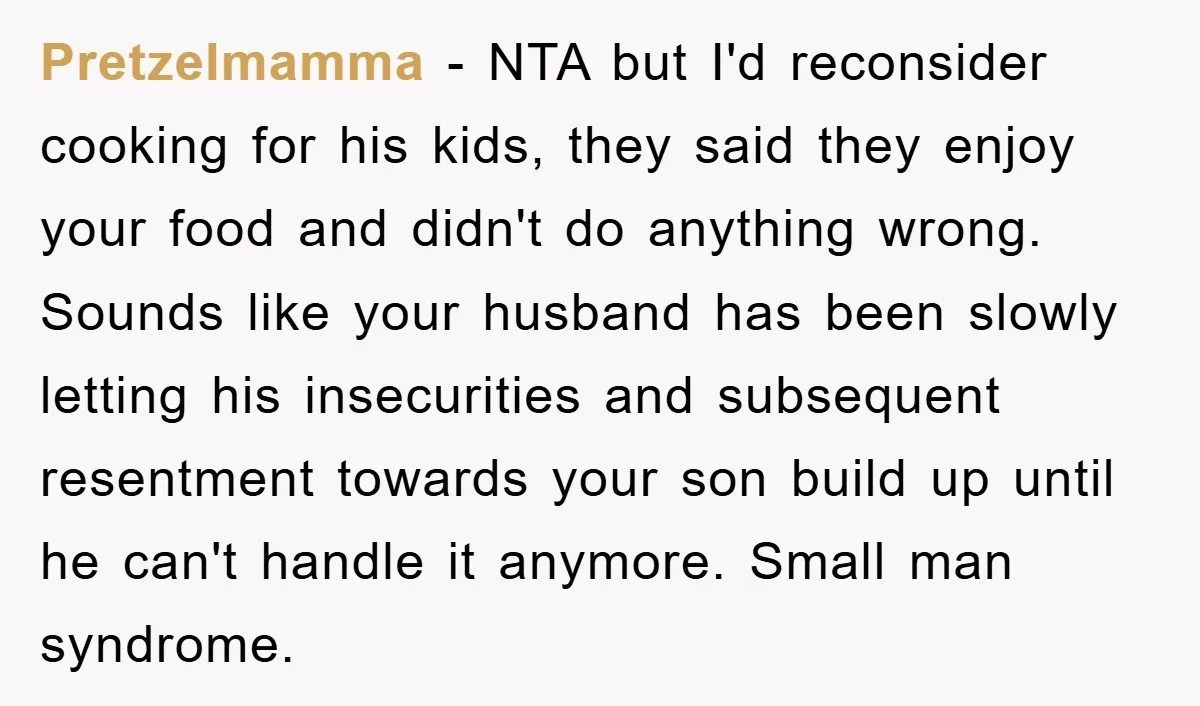 Pretzelmamma − NTA but I'd reconsider cooking for his kids, they said they enjoy your food and didn't do anything wrong. Sounds like your husband has been slowly letting his...