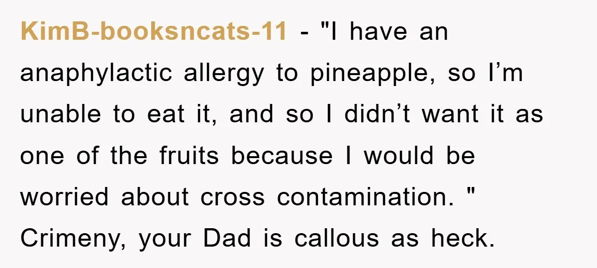 KimB-booksncats-11 - "I have an anaphylactic allergy to pineapple, so I’m unable to eat it, and so I didn’t want it as one of the fruits because I would be...