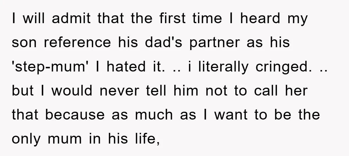 I will admit that the first time I heard my son reference his dad's partner as his 'step-mum' I hated it. .. i literally cringed. .. but I would never...