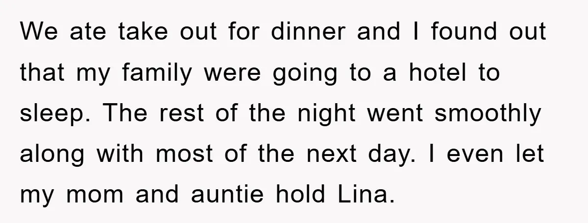 We ate take out for dinner and I found out that my family were going to a hotel to sleep. The rest of the night went smoothly along with most...